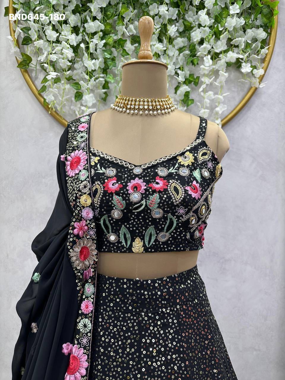 Latest Designer Heavy Faux Georgette with Thread & Sequence Work Lehenga Choli & Dupatta Set - Image 5