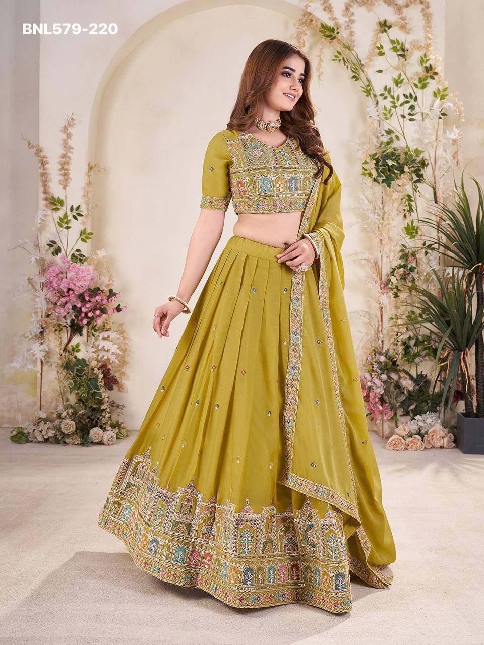 Gorgeous Looking Designer Faux Georgette Sequence Embroidered Lehenga Choli & Dupatta Set - Image 11