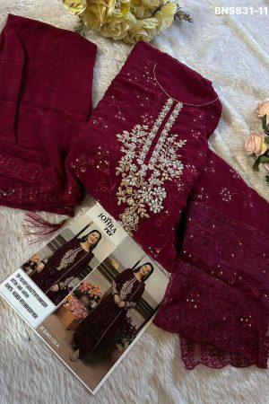 Amazing Color High Quality Faux Georgette with Embroidered Salwaar-Kameez & Dupatta Set