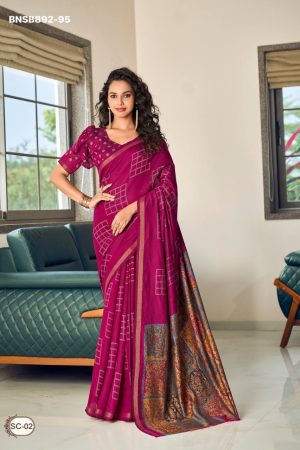 Best Fabric New Variety Premium Collection Cotton Silk with Printed Design Saree & Blouse Collection