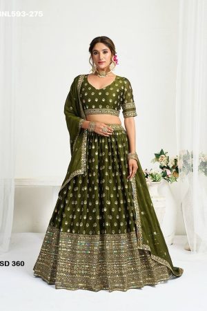 Indian Traditional Heavy Chinon Silk with Sequence Embroidery Work Lehenga-Choli & Dupatta Set