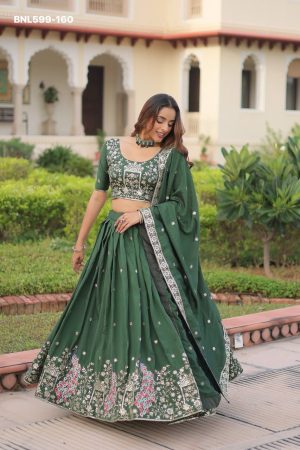 Gorgeous Looking Vichitra Silk with Sequins - Embroidered work Lehenga-Choli & Dupatta Set