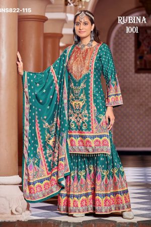 Modern Design Eid Special Crepe Silk with Digital Print & Real Mirror Work Sharara-Top & Dupatta Set