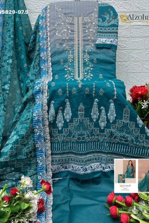 Ocassional Wear Good Price Support Cotton with Printed & Embroidered Salwaar-Kameez & Dupatta Set