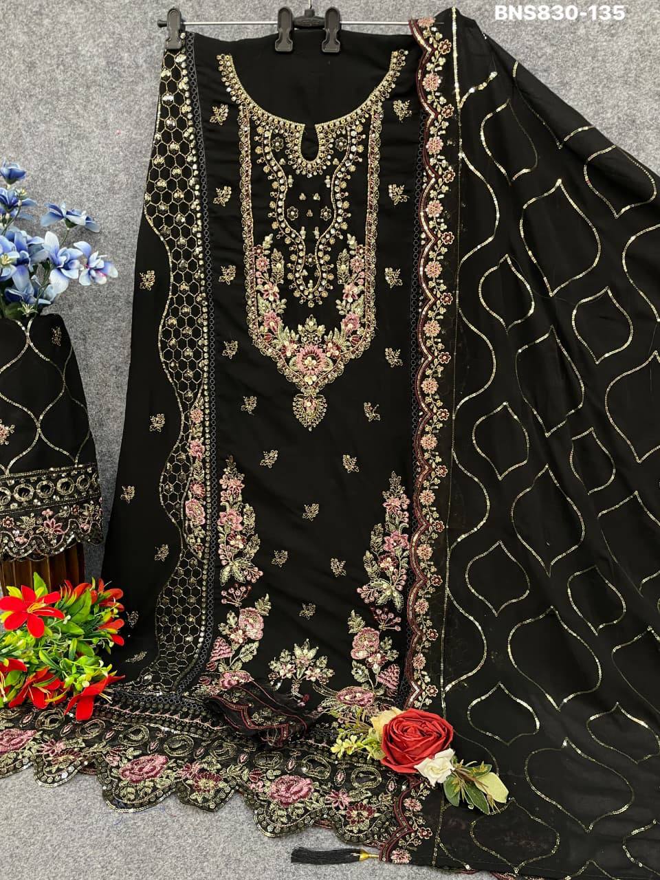 Heavy Faux Georgette with Sequence Embroidery & Khatli Work Salwaar-Kameez & Dupatta Set - Image 10