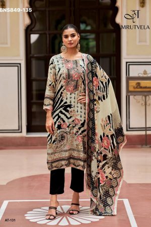 Good Quality Viscose Muslin with Digital Print-Aari & Handwork Salwaar-Suit & Dupatta Set