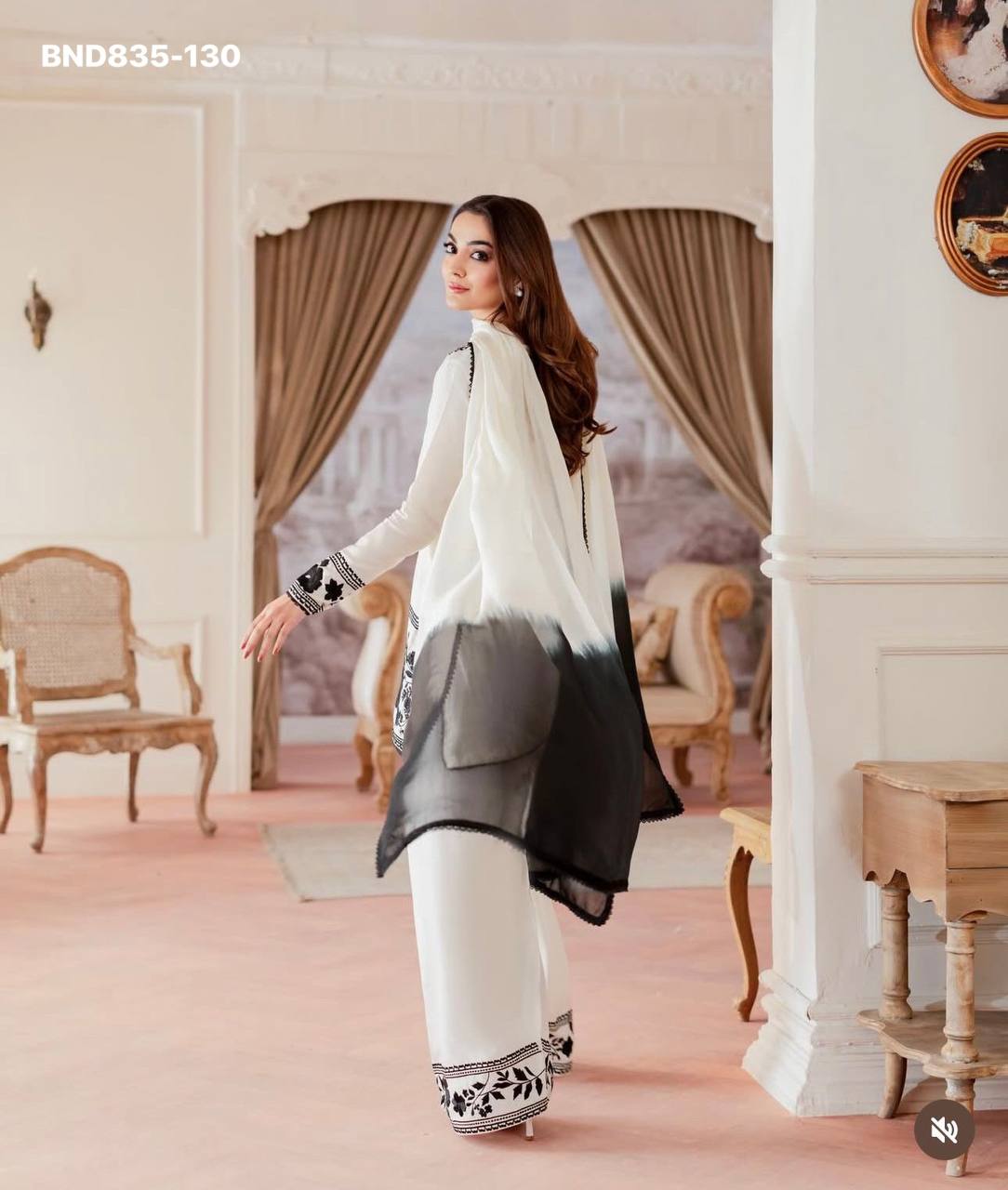 High Quality Latest Designer Crepe with Embroidered work Farshi Plazzo- Kurta & Dupatta Set - Image 13