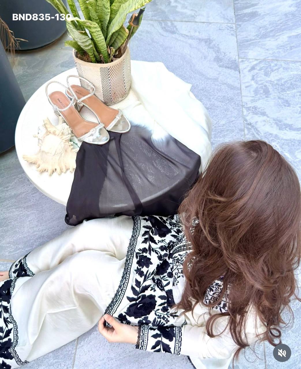 High Quality Latest Designer Crepe with Embroidered work Farshi Plazzo- Kurta & Dupatta Set - Image 8