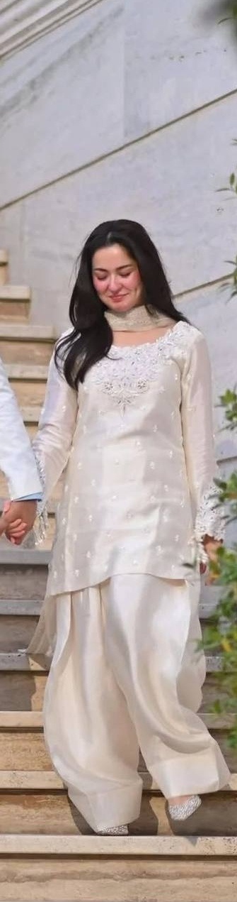 Fashionable Top Quality Crepe with Thread with Sequence work Farshi Salwaar-Suit & Dupatta Set