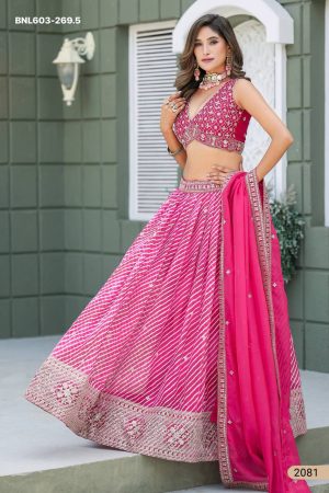 Indian Traditional Tabby Silk with Printed & Embroidered work Lehenga-Choli & Dupatta Set