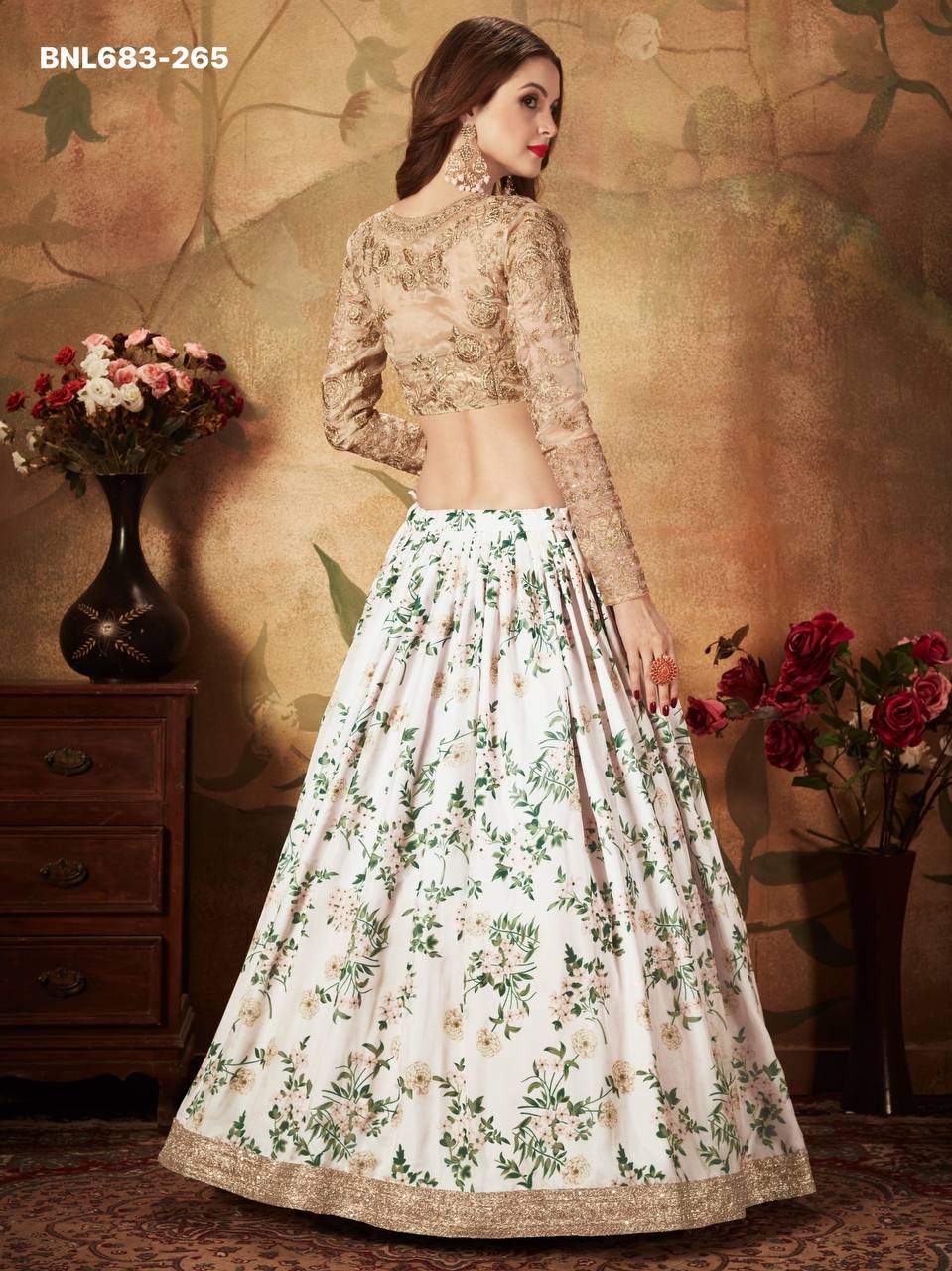 Beautiful Designer Organza with Floral Print & Sequins Embroidered Lehenga-Choli Ethnic Lehenga - Image 7