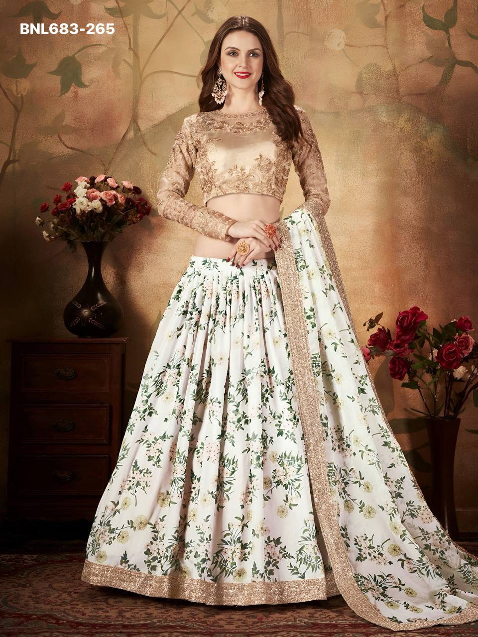 Beautiful Designer Organza with Floral Print & Sequins Embroidered Lehenga-Choli Ethnic Lehenga - Image 2