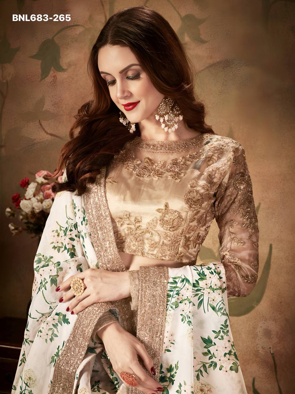 Beautiful Designer Organza with Floral Print & Sequins Embroidered Lehenga-Choli Ethnic Lehenga - Image 4