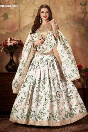 Beautiful Designer Organza with Floral Print & Sequins Embroidered Lehenga-Choli Ethnic Lehenga