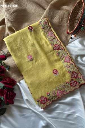 Best Quality Candy Crush Georgette with Embroidered Motif- Cording Zari & Zarkan Border Saree-Blouse